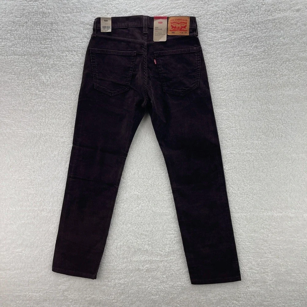 Levis Pants Mens 30x30 Brown 505 Corduroy Pinwale Regular Fit Straight Preppy